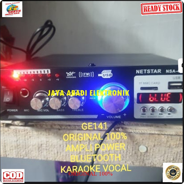 G141 ORIGINAL POWER AMLPIFIER BLUETOOTH MINI KARAOKE AC DC VOKAL SPEAKER SPK ACCU AKI MUSIK AUDIO SOUND SYSTEM MP3 USB PLAYER PRO AUX CAR MOBIL BISA BLUETOOTH KE SEMUA MERK HP BISA DIPAKAI DIRUMAH MAUPUN DIMOBIL AUDIO