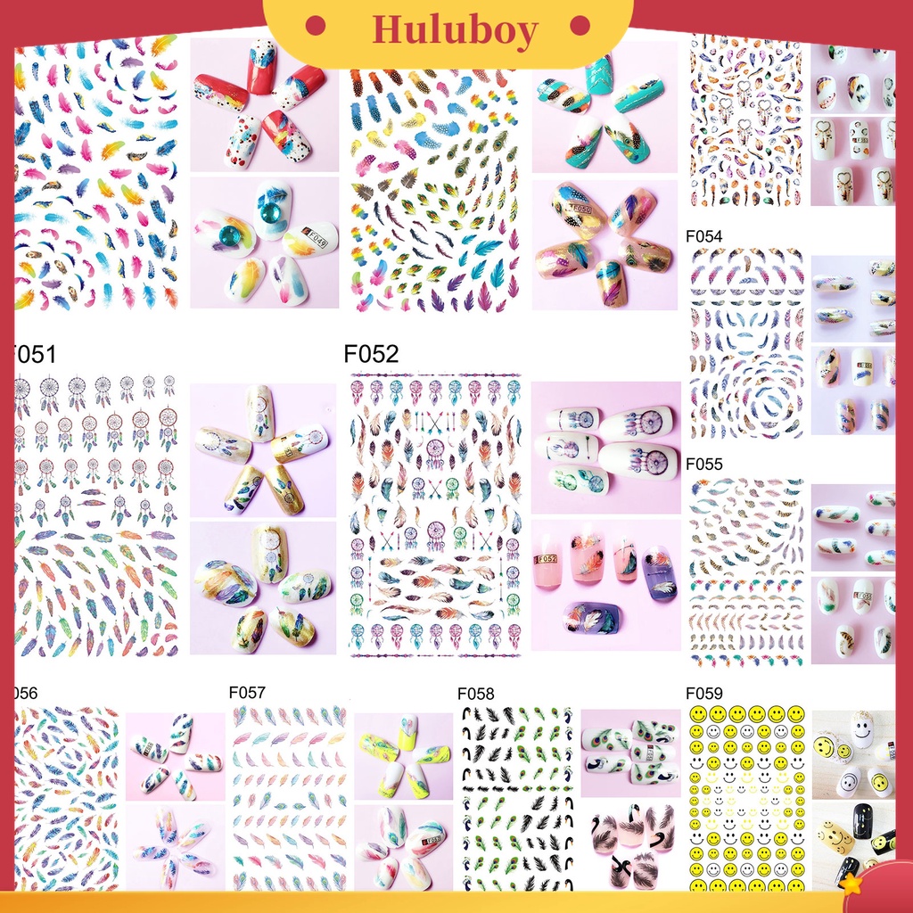 Huluboy Huluboy♡ Stiker Kertas Motif Bulu Dream Catcher Untuk Dekorasi Nail Art