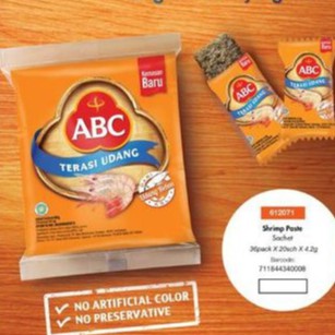 Terasi Udang Abc Terasi Abc 1 Pak Isi 20 Sachet @4,2gram