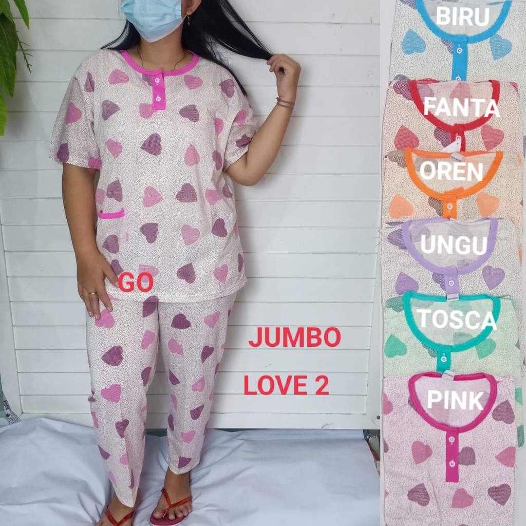 gof BOBO BABYDOLL CP JUMBO Dewasa Setelan Baju Tidur Busui Celana Panjang Lengan Pendek Piyama