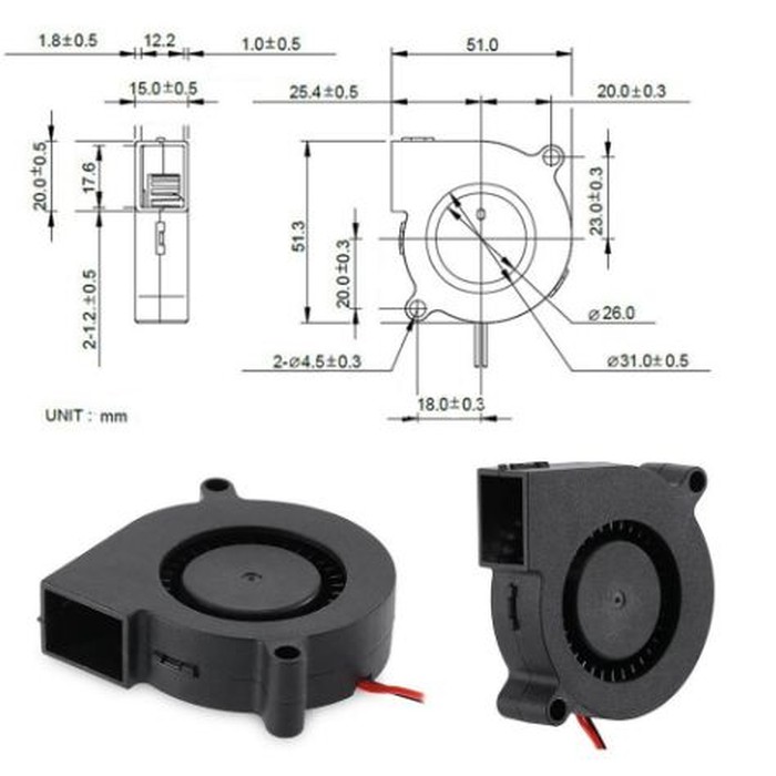 5V DC Mini Blower Fan Kipas Pendingin Keong Brushless Cooling Fan