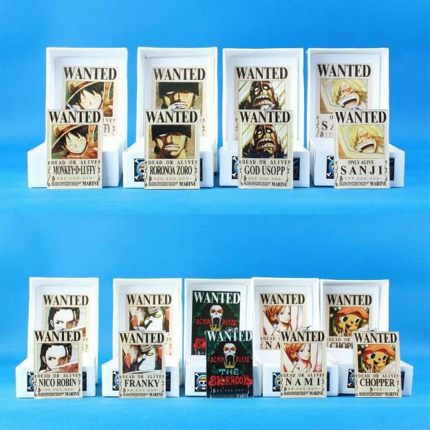 Gantungan Kunci - 1 Set Gantungan Kunci Anime One Piece Kru Mugiwara Wanted - Bounty