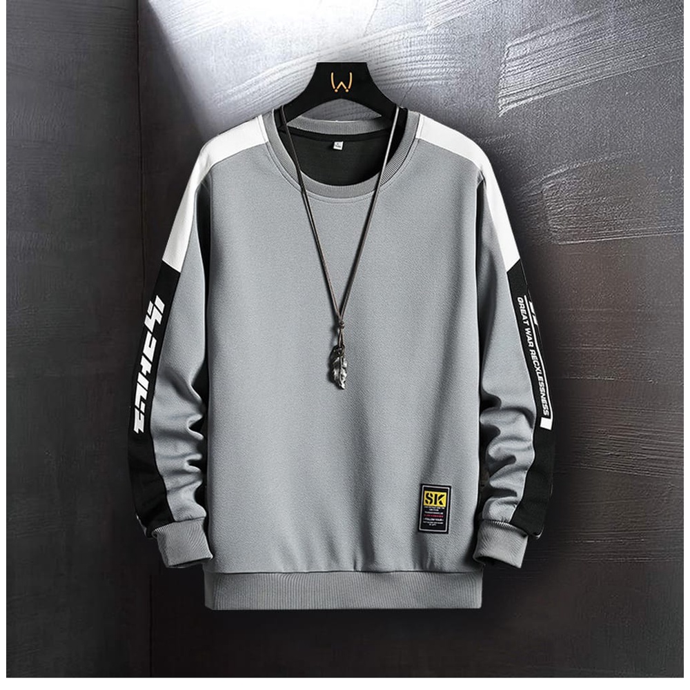 Sweater Crewneck Pria Great War Bahan Flece