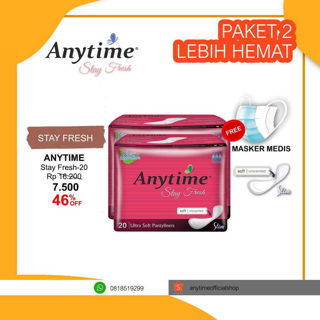 

Anytime Stay Fresh Isi 40 Pad / Avail To Compare Natesh Sirih Pantyliner - Paket 2 Bags