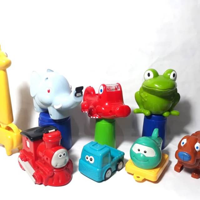 Sharpener Train Kereta Hokben Pencil Pensil Airplane Toys Elephant Frog Kodok Katak Scissors Unik