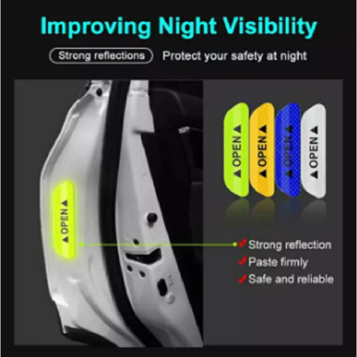 Cuci Gudang Stiker Reflector Pintu Mobil Isi 4 Sticker Reflective Reflektor Open