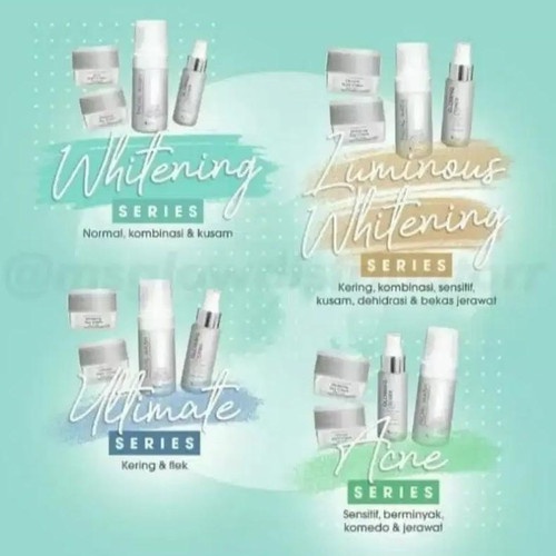 MS Glow Paket Wajah Whitening | Acne | Ultimate | Luminous Dengan Day Cream/ Daily BB Cream/Pakai Krim Siang Free Pouch Original 1000% Asli Terbaru Termurah/Loose Powder Natural/Ivory/Oily/Bedak Tabur