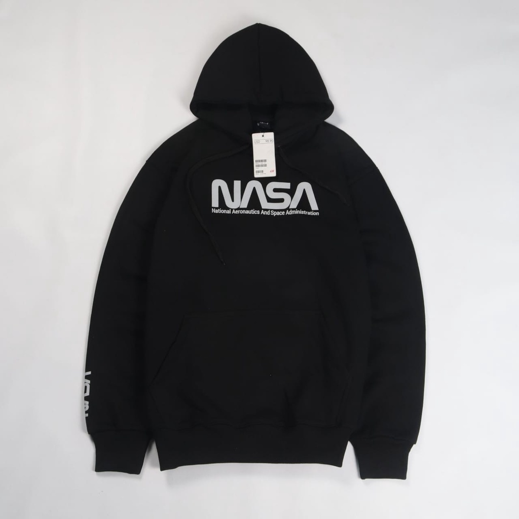 SWEATER HOODIE JUMPER NASA X HERON PRESTON HYPEBEAST CASUAL FULL BLACK PREMIUM LIKE ORIGINAL