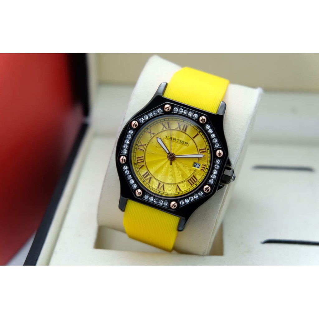 jam tangan wanita/cewek cartier segi8 romawi tali rubber premium quality // ggcollection