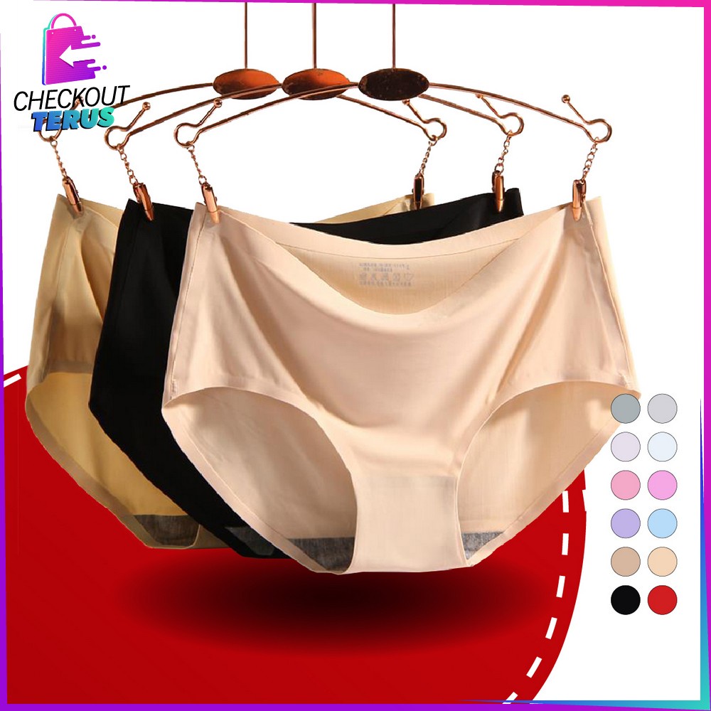 CT P38 CD Seamless Wanita Polos Celana Dalam Seamless CD Cewek Tanpa Jahitan Ice Silk Panties Underwear Celana Dalam Polos Wanita