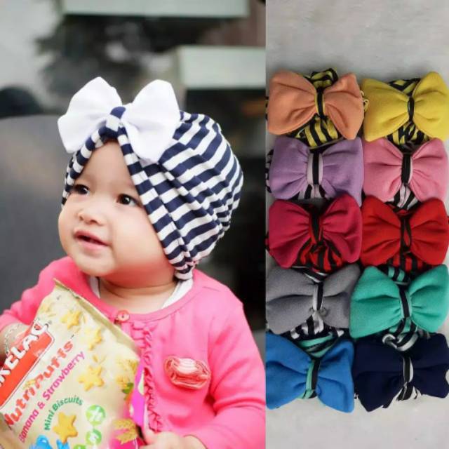 24 Turban Anak All size (0 - 3 Tahun) | Hijab Jilbab Anak Bayi Baru Lahir | Nissa Sabyan Pita Ribbon