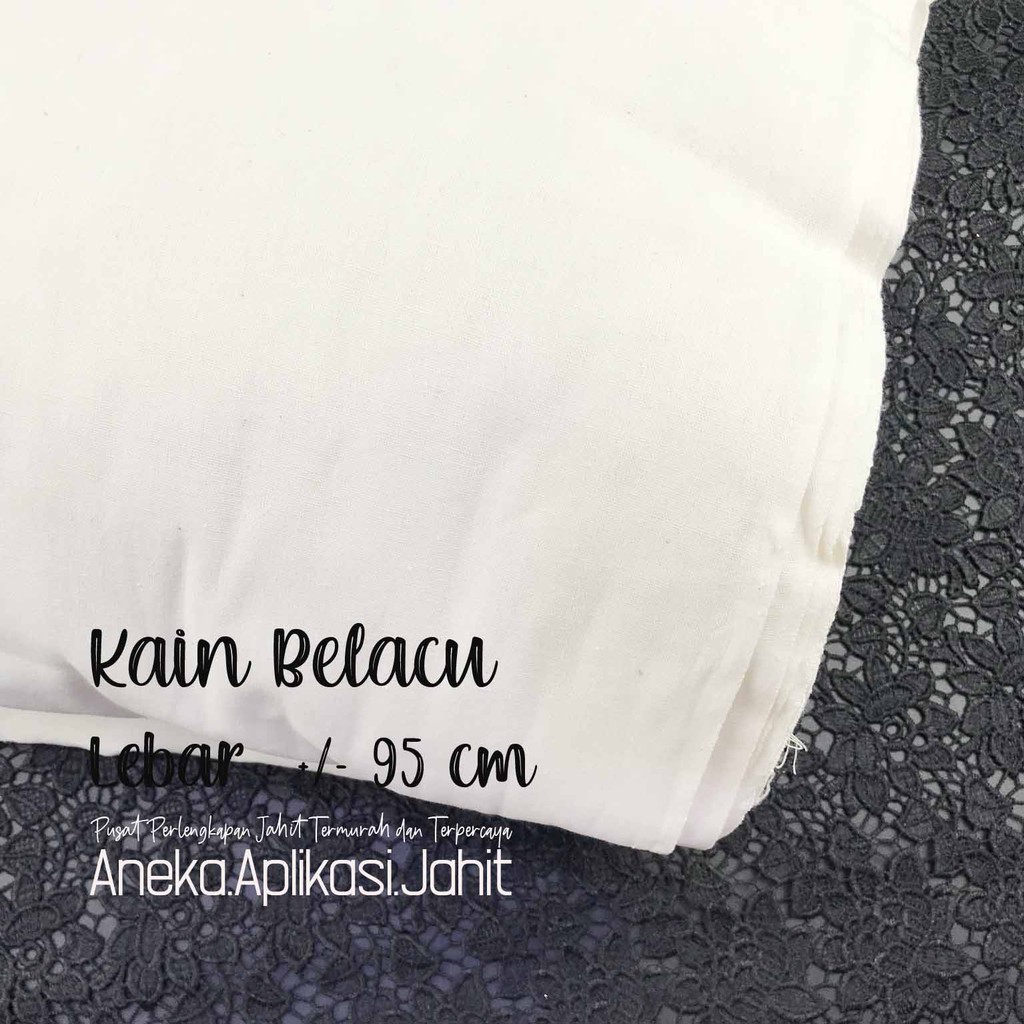 1 METER KAIN BLACU BELACU PUTIH TEBAL RAPAT LEBAR +/- 90 CM
