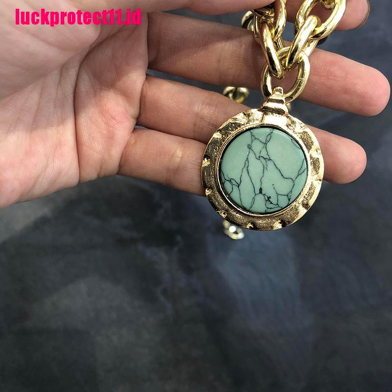 Kalung Choker Rantai Liontin Batu Hijau Gaya Vintage Untuk Wanita