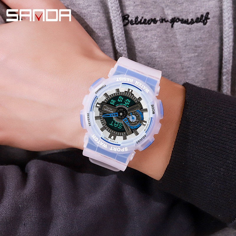 SANDA 3029 Jam Tangan Pria Digital Analog Tali Rubber Shockproof Anti Air WATCHKITE WKOS