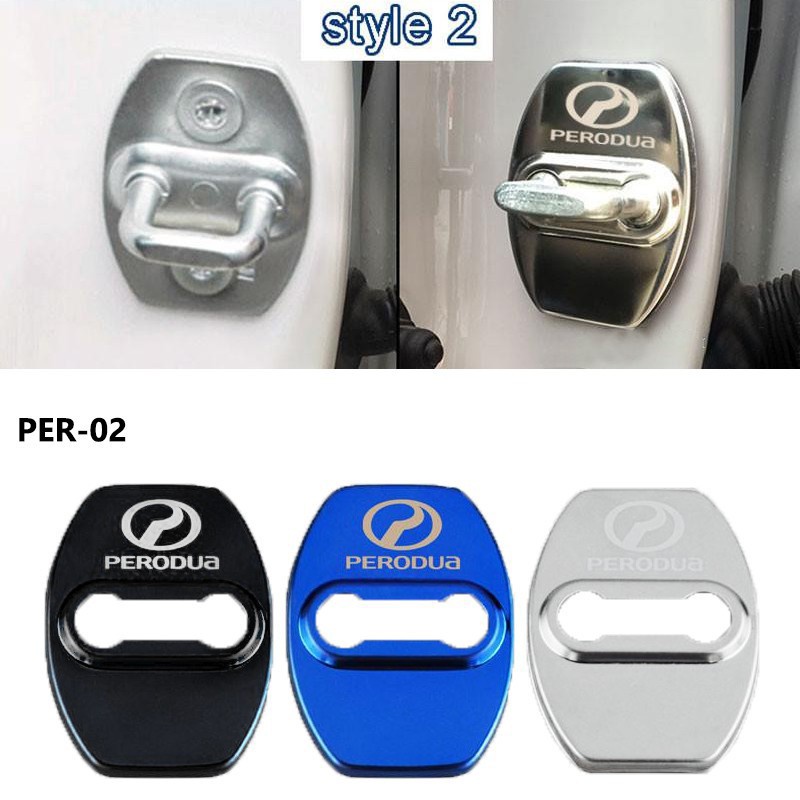 4pcs Cover Pelindung Kunci Pintu Mobil Bahan Stainless Steel Untuk Myvi Alza Viva Axia Aruz Bezza