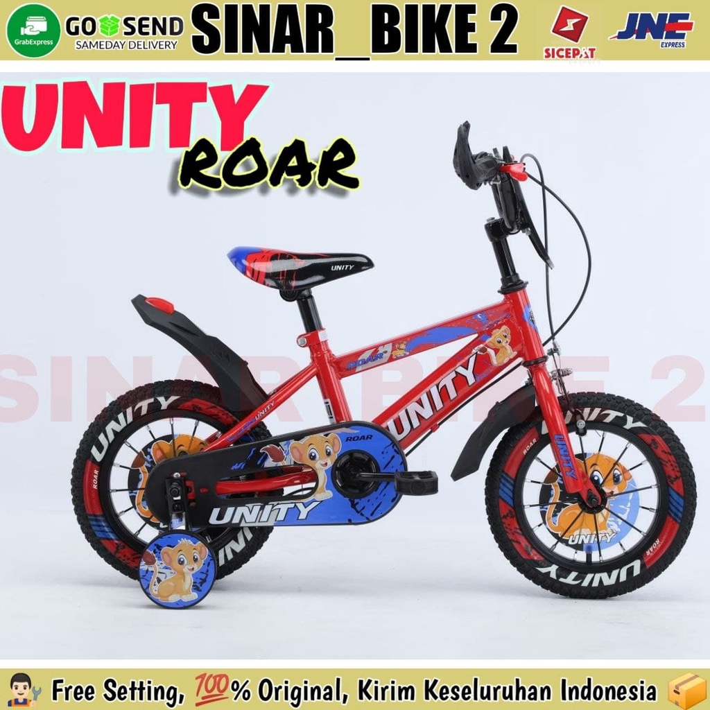 Sepeda Anak Laki BMX UNITY ROAR Ban Warna Ukuran 12 16 &amp; 18 Inch