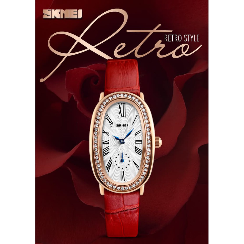 Jam Tangan Wanita Cewek Original ANTI AIR Murah Kulit SKMEI kulit - Maroon