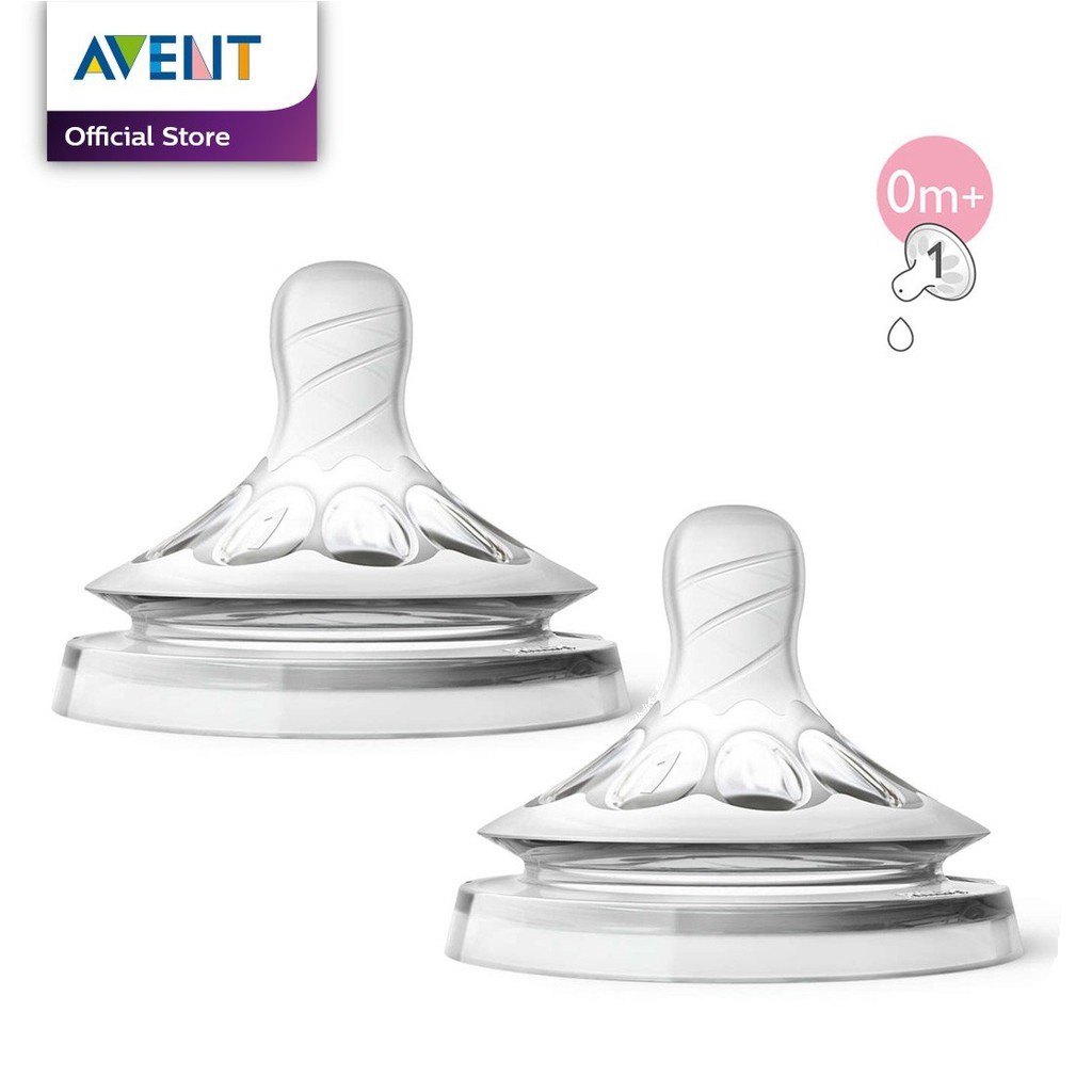 Avent Philips Teat Natural NewBorn - Nipple Dot Bayi 0M Plus 2 SCF651/23