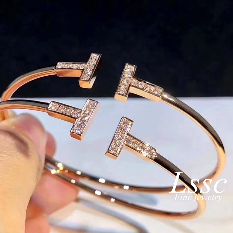 Gelang Berlian Imitasi Korea Klasik Fashion T Bentuk Bangle Terbuka Perhiasan