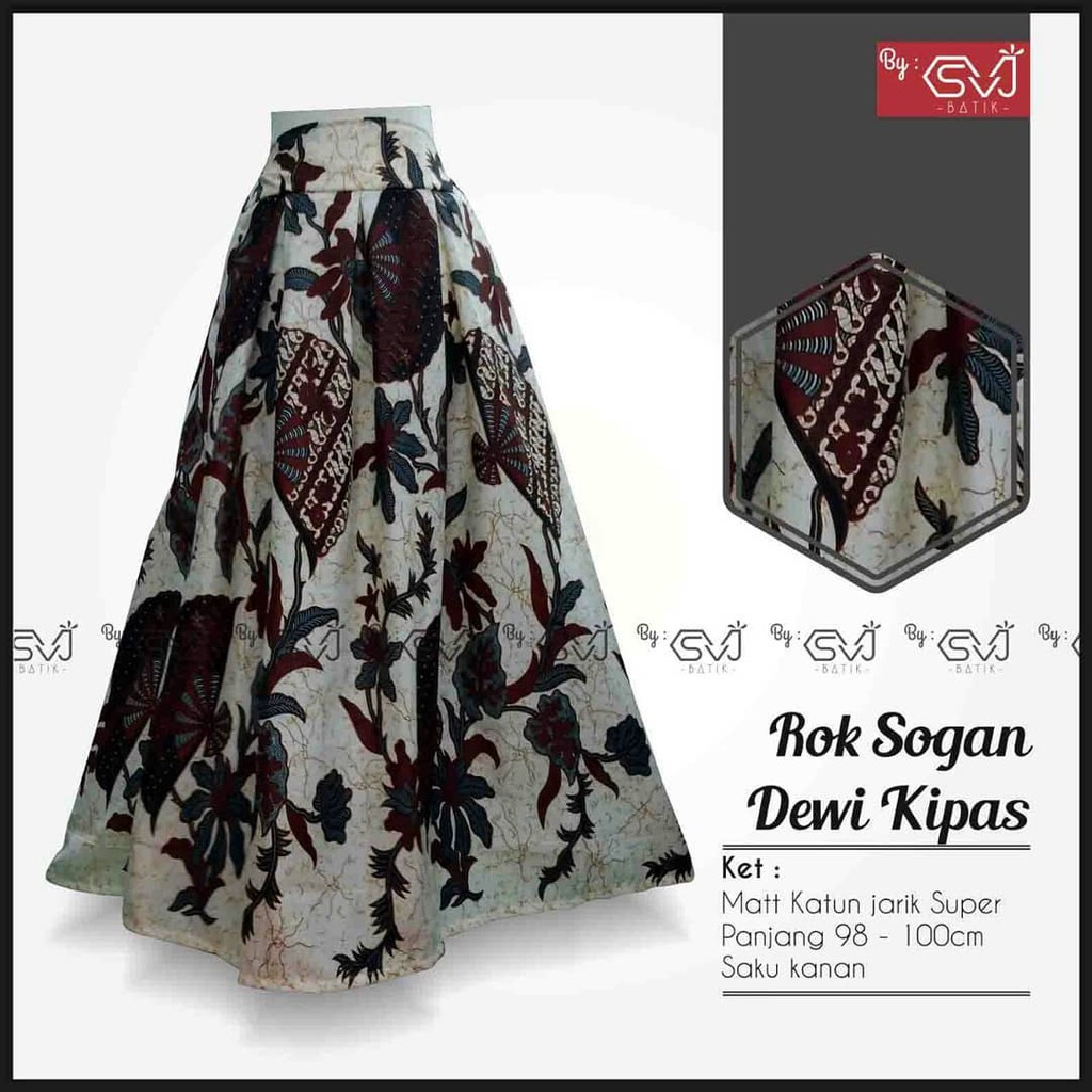 Rok Batik original Pekalongan garansi harga termurah Rok Batik Modern klok Bawahan Batik Ori By SVJ-rok Sogan dewi kipas