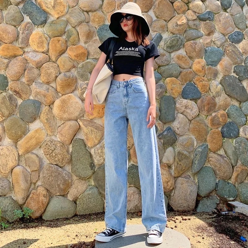 Highwaist Kulot Jeans Wanita Loose Premium