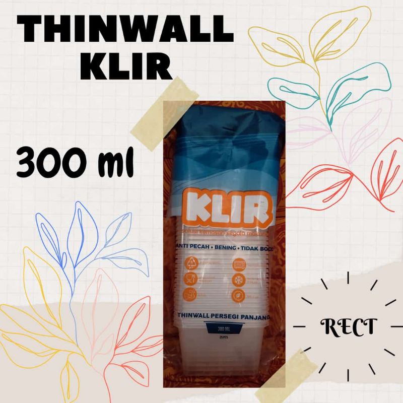 Kotak Makan Plastik / Wadah Plastik / Thinwall Klir 300 ml Rectangle