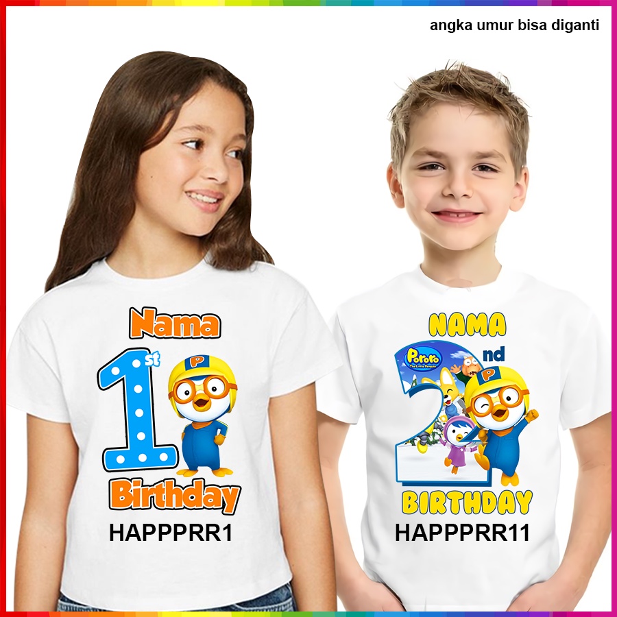 Baju Kaos ANAK DAN DEWASA PORORO COUPLE (FREE NAMA)