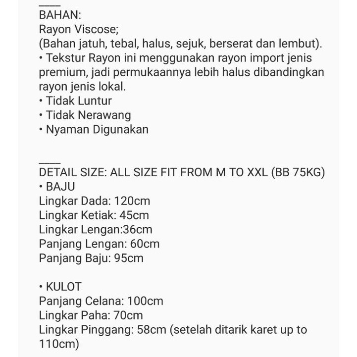 PIYAMA JUMBO LD 120 Rayon Premium One Set Pajamas / Sleepwear Daily Set-8