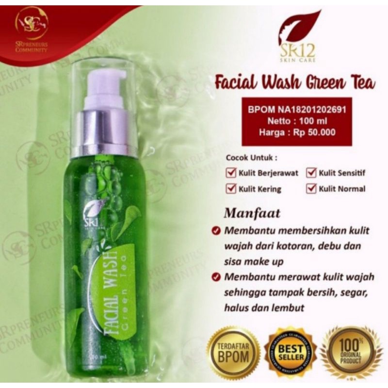 SABUN JERAWAT Facial Wash Green Tea SR12 Herbal Skincare Mengatasi Jerawat SABUN cuci muka pembersih wajah