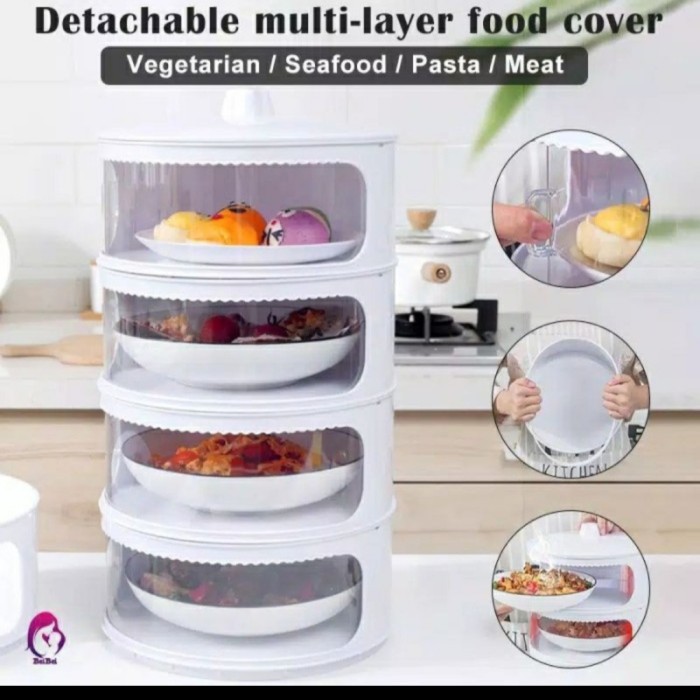 Food storage 4 layer wadah saji makanan susun dish cover tahan panas A