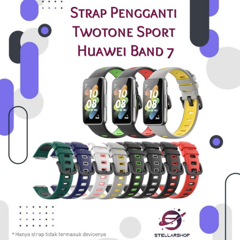 Strap Pengganti Twotone Sport untuk Huawei Band 7 Quick Release Material Silicone Lembut