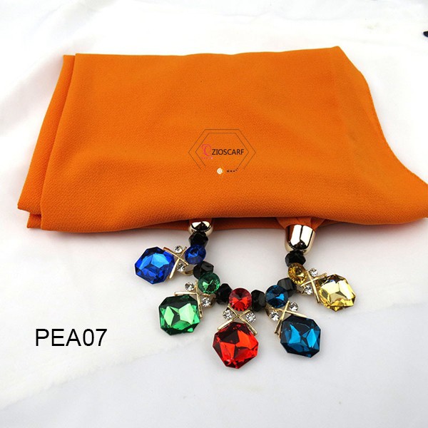 SCARF TASSEL pashmina 2in1 kalung pendant PEA hijab instan ZIOSCARF