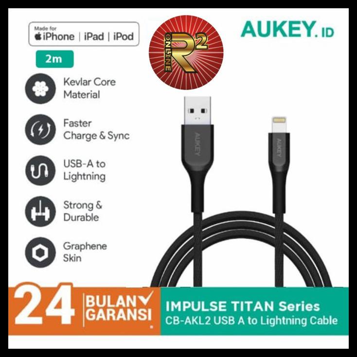 Aukey Cb-Akl2 Kabel Charger Iphone Mfi Usb A To Lightning 2M Original - Biru