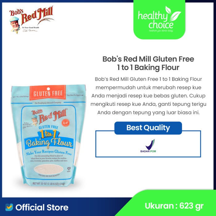 

BISA COD Bob's Red Mill Gluten Free 1-To-1 Baking Flour 623 gr - Exp feb 2023