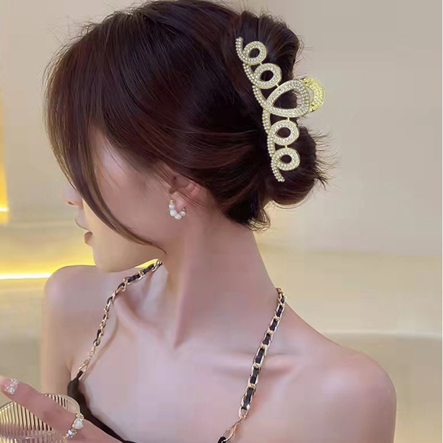 Jepit Rambut Ponytail Bahan Alloy Aksen Mutiara Dan Berlian Imitasi Gaya Korea Untuk Wanita