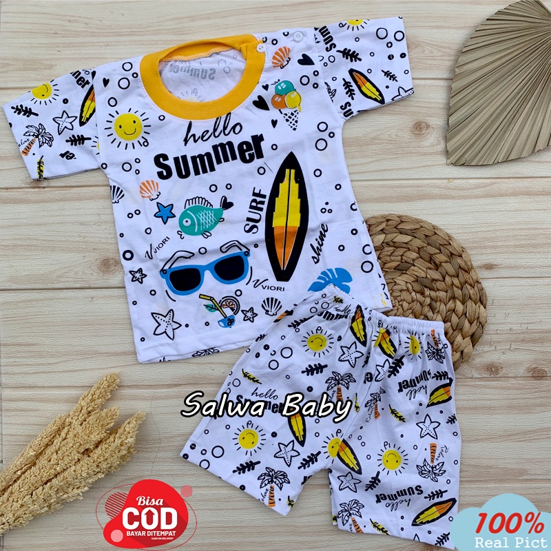 Setelan Baju Bayi Lengan Pendek Usia 5-12 Bulan Almeerababy