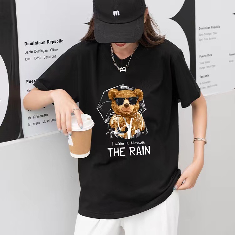 Unisex T-Shirt Bear Printed Kaos Pakaian Lengan Pendek 2807 (S-XXXL)