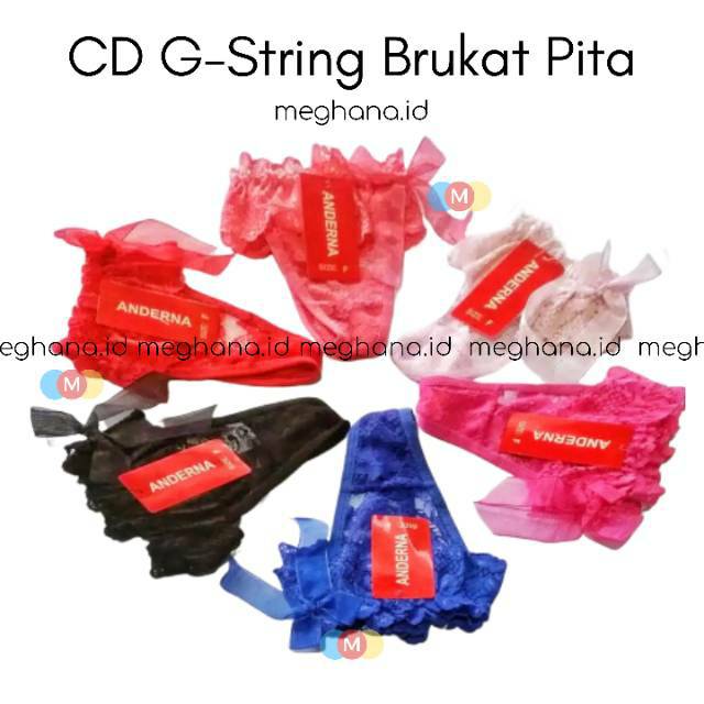 celana dalam g string wanita transparan tali pita warna Lingerie ANDERNA - MEGHANA ID