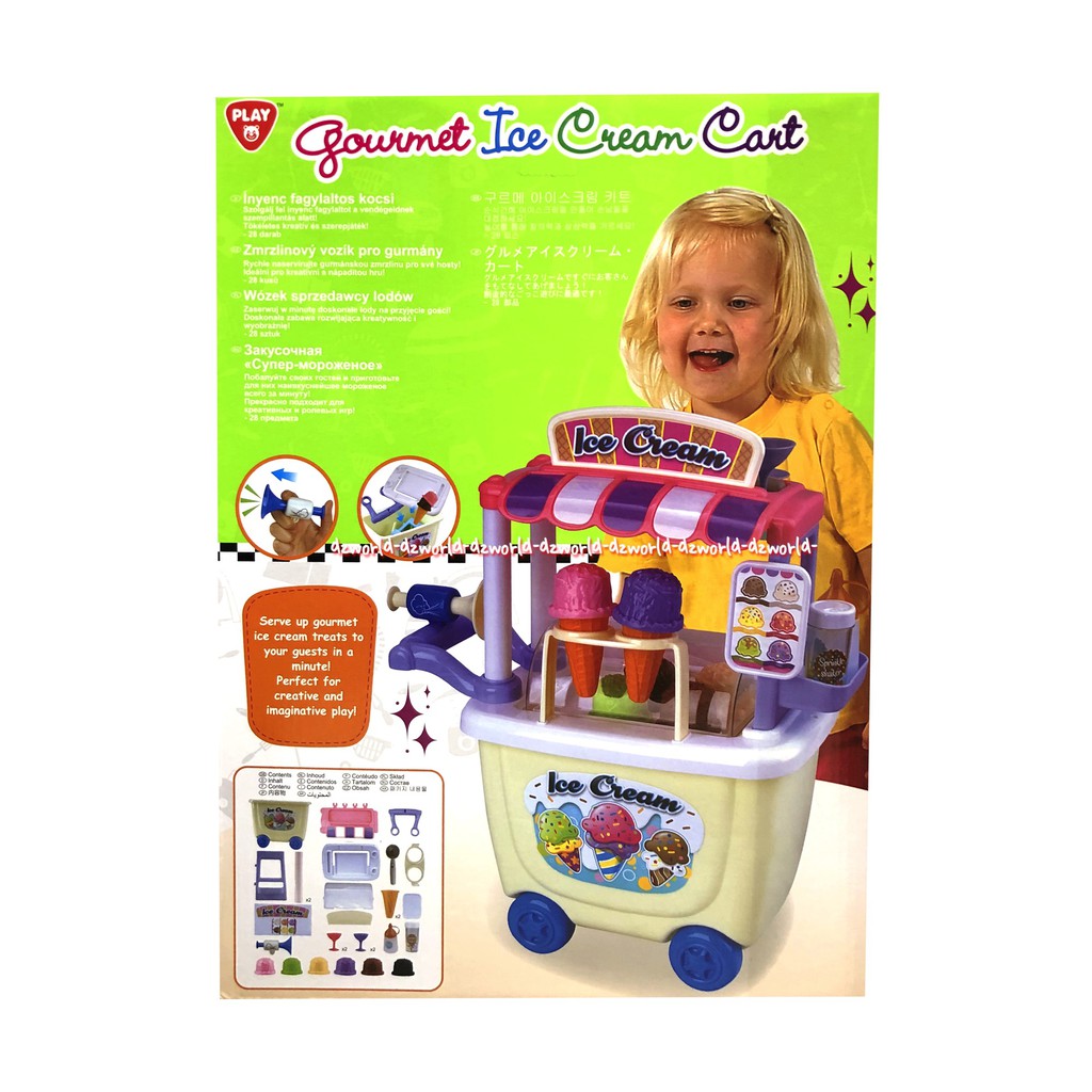 Play Go Gourment Ice Cream Cart Mainan Anak Gerobak Es Krim 28pcs