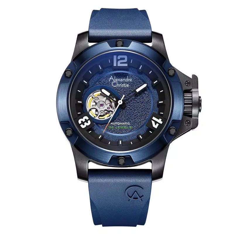 Jam Tangan Alexandre Christie Ac 6295 Original Biru Hitam Automatic