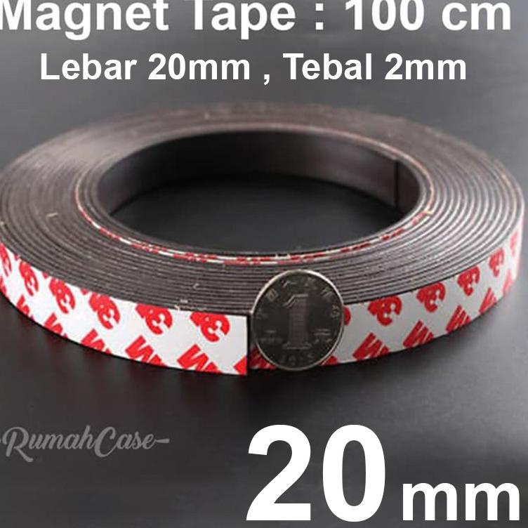 

[.Fitur.utama.].⭐ Magnet tape lebar 20mm per 1 meter double tape 3M magnetic strip tebal 2mm 1 m 1m