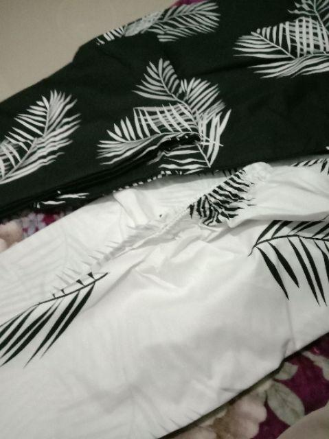 Star Seprei Katun Motif Palma Hitam Dan Putih