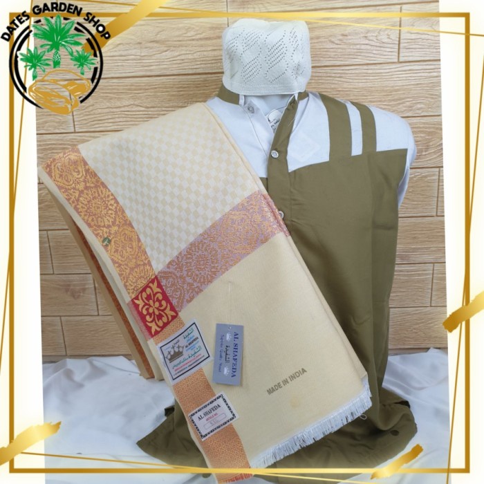 Sorban SORBAN PANJANG KASMIRI ALSHAFEDA GOLD BAHAN TEBAL(R1G9) Sorban Kashmiri Sorban Hijau BEST SEL