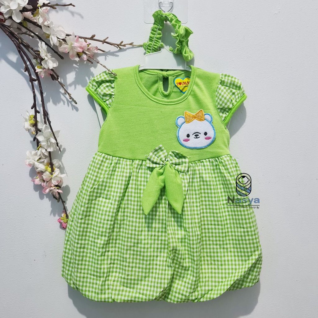 [MM-007] dress baju bayi 0 - 6 bulan motif hewan lucu + bandana murah