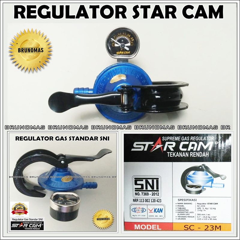 Jual Regulator STARCAM Ber SNI Untuk Kompor Gas LPG Double Safety Lock
