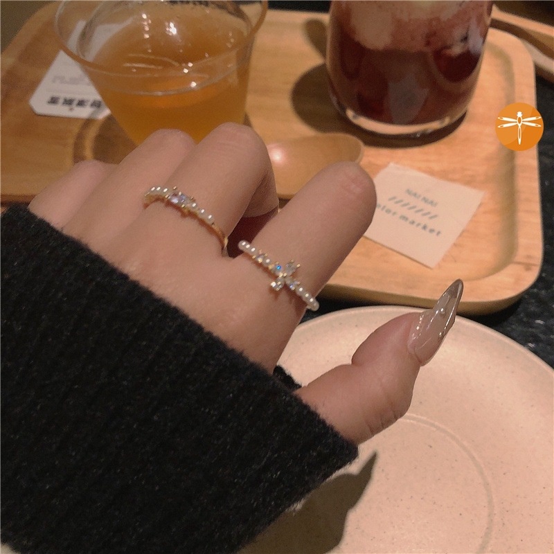 Cincin Mutiara Berlian Imitasi Gaya Korea Untuk Wanita