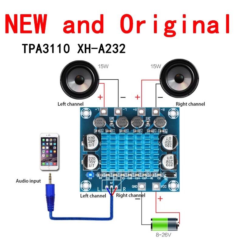 KIT AMPLI TPA3110 STEREO AMPLIFIER 2X30 WATT