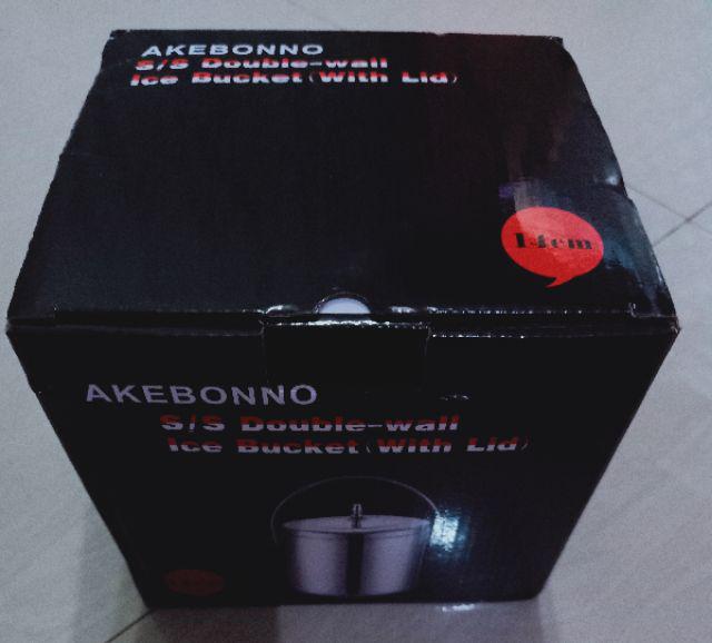 Wadah Es Batu Stainless Steel Beku Tahan Lama Ice Bucket Gratis Pencapit Es | Akebonno
