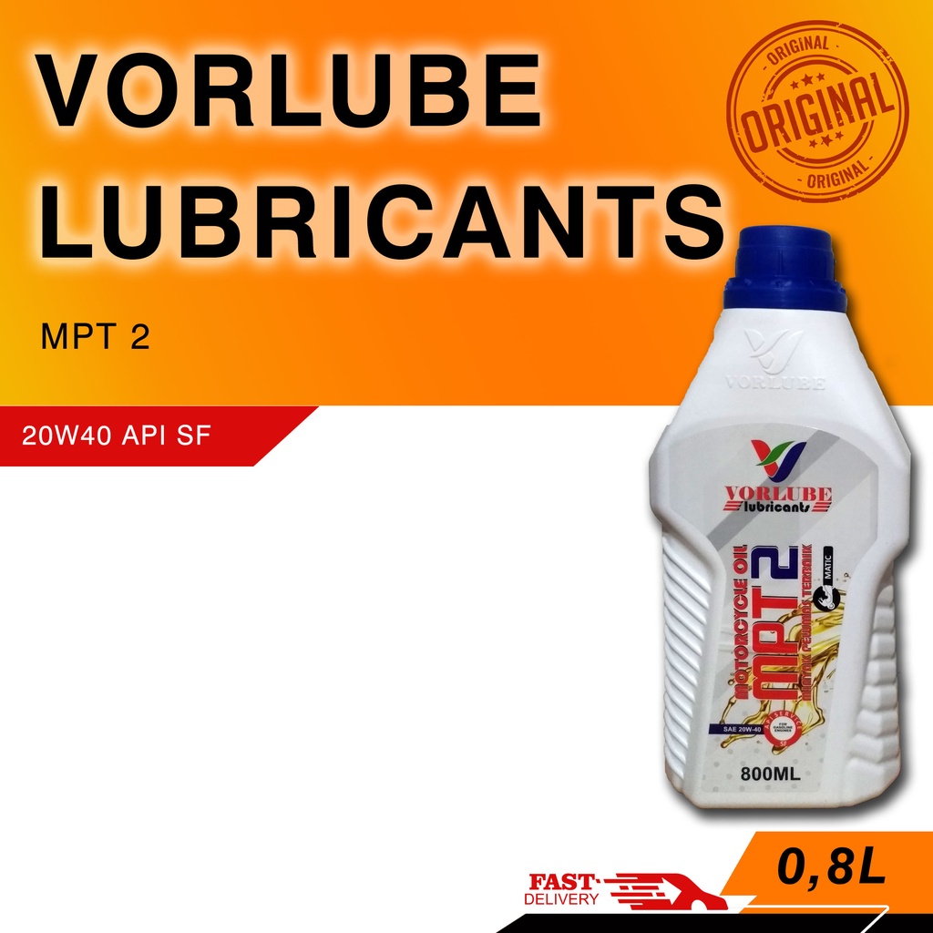 Oli Mesin Matic 20w40 MPT 2 Jaso SF 0,8L , Vorlube - Oli Murah SNI