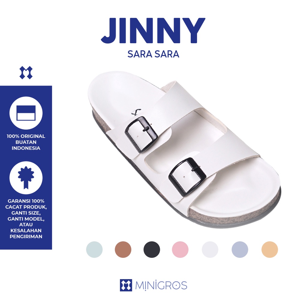 Image of Sara Sara JINNY Sandal wanita casual sandal slop puyuh kekinian model birken ban dua #6